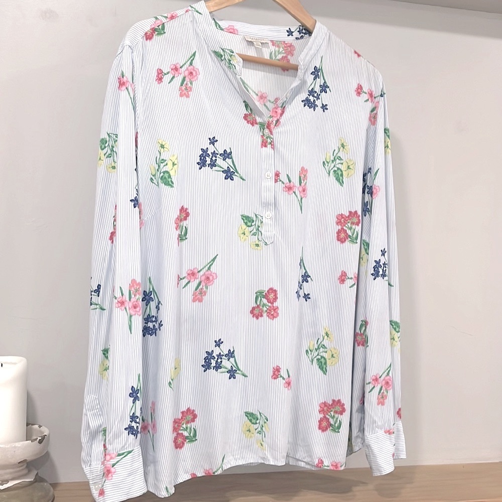 Talbots Floral Print Long Sleeve Blouse, Size XLP